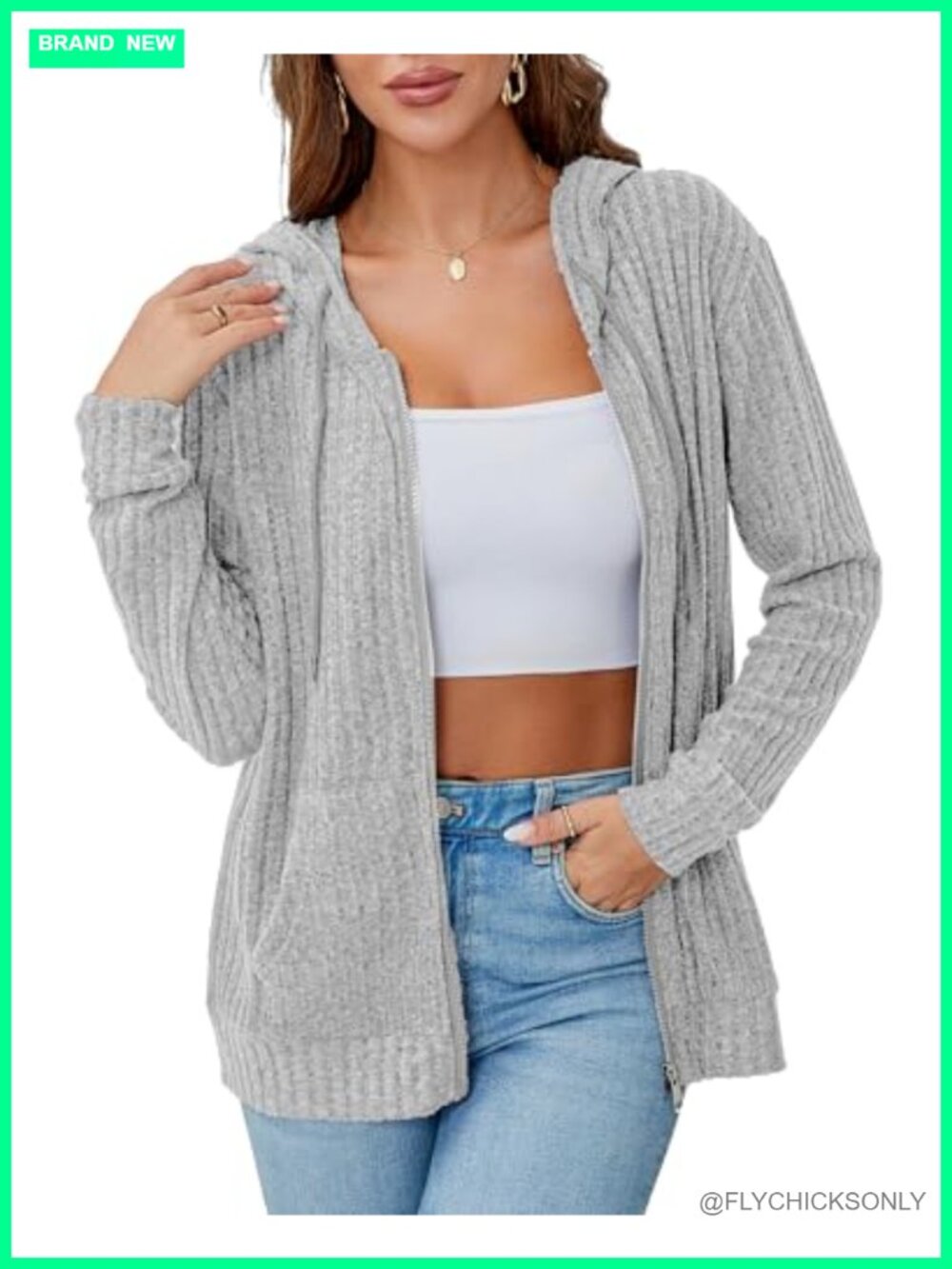 Women's Lightweight Zip Up Hoodie Long Sleeve Oversized Sweatshirt